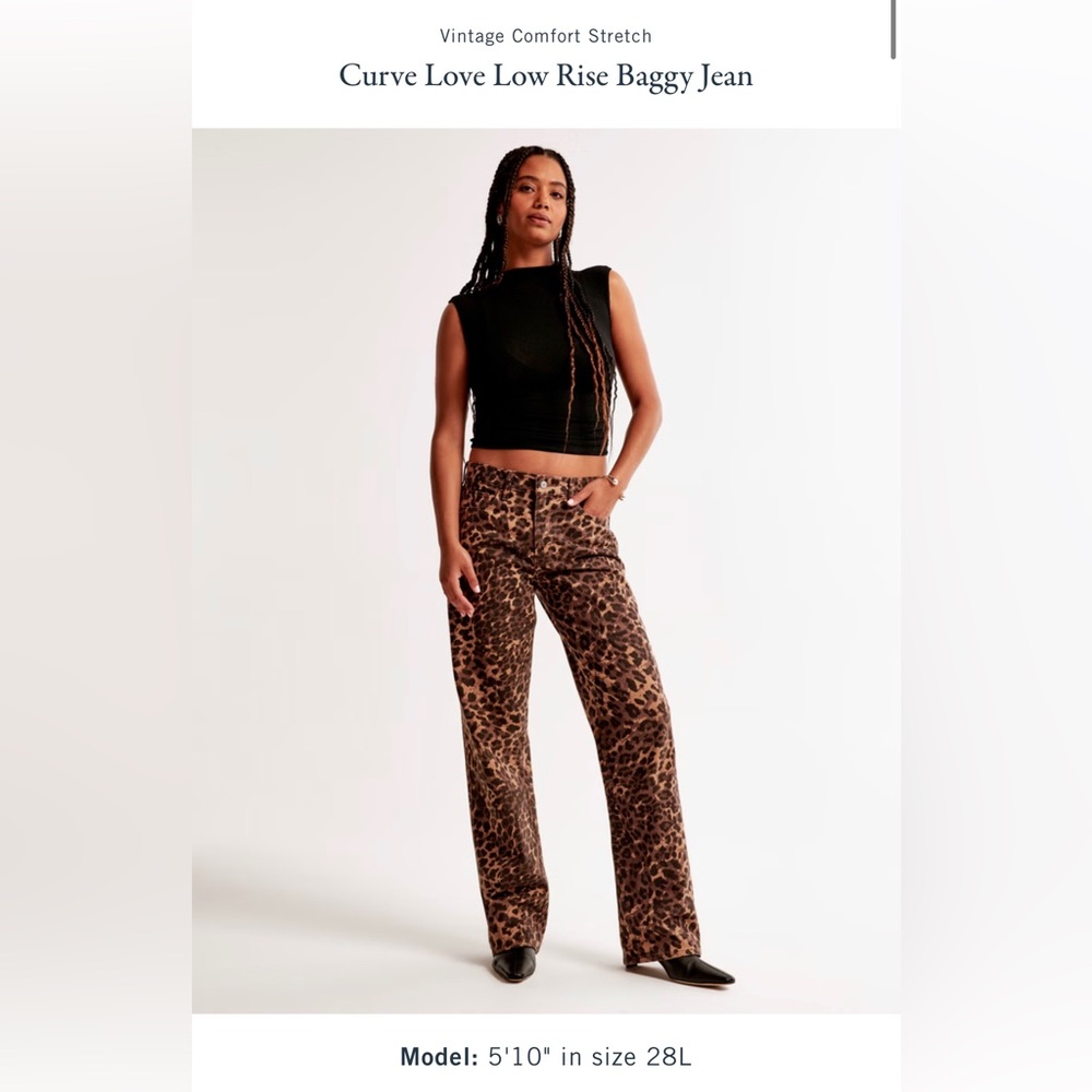 Curve Love Low Rise Baggy Jean Size 34 Regular Leopard